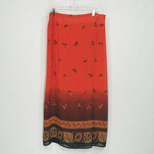 Trendy Woman Orange & Brown Floral Wrap Skirt 1X
